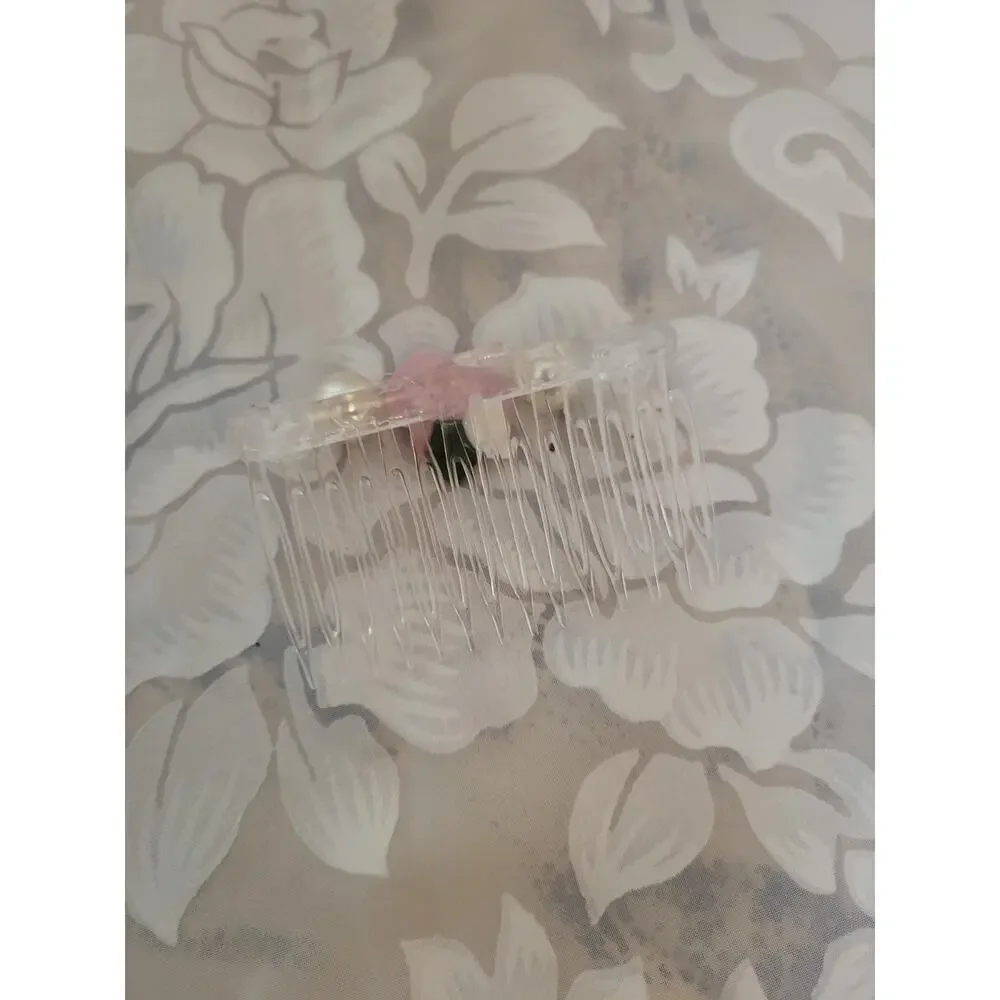 Bride Wedding Hair Comb Pearl Porcelion Rose Headpieces Side Hair Combs